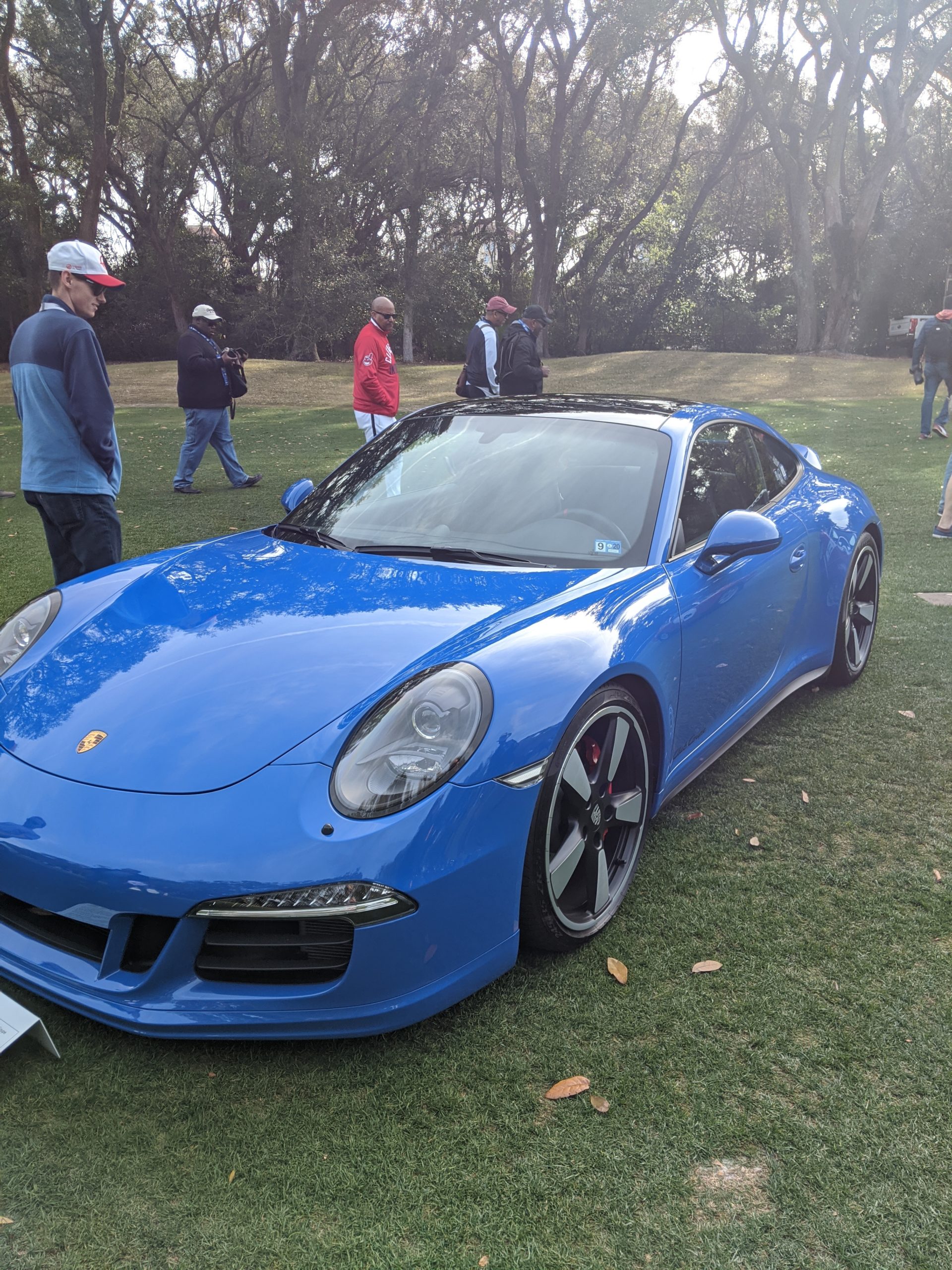 A front view of a 2016 Porsche 911 PCA 60th Anniversary Car at Amelia Island.
