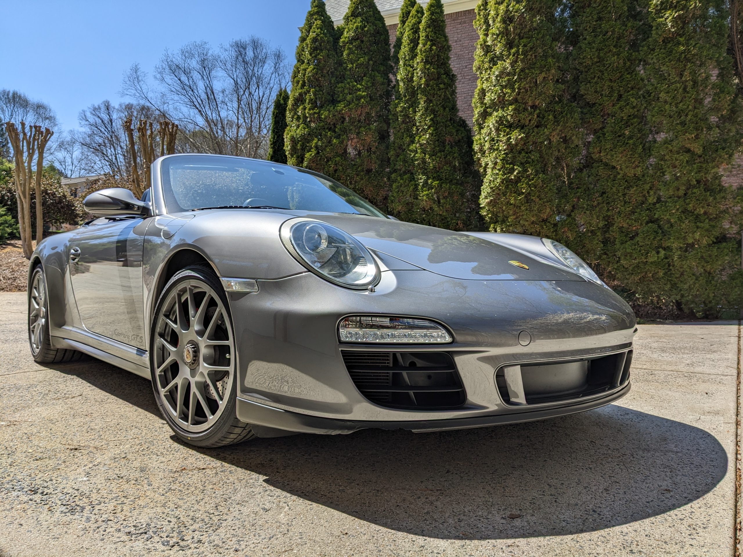 Porsche 997 Carrera GTS view from the front passenger side corner.