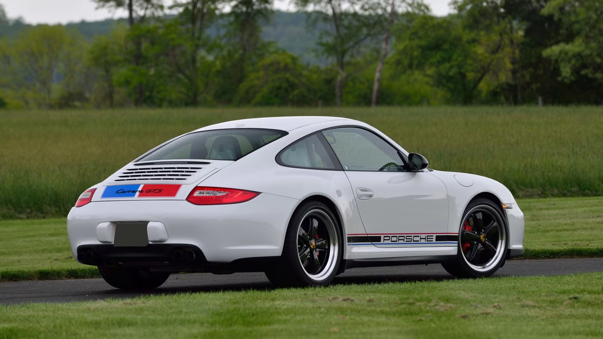 A rear three quarter view of the Brumos B59 Carrera GTS Special Edition.